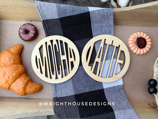 Mocha and Latte - Wooden Drink Coaster Set - Coffee Table Accessories - Coffee Lover Coasters