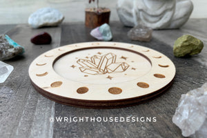 Celestial Wooden Trinket Trays - Engraved Coffee Coasters - Decorative Desk and Night Stand Organizer
