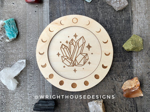 Celestial Wooden Trinket Trays - Engraved Coffee Coasters - Decorative Desk and Night Stand Organizer