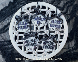 Celestial Witchy - Hocus Pocus - Wooden Halloween Tree Ball Ornaments - Seasonal Table Setting - Coffee Bar Decor - Tier Tray Accents