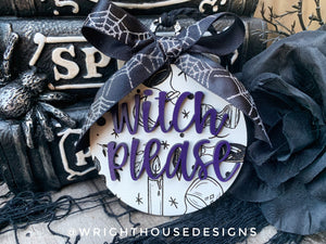 Celestial Witchy - Hocus Pocus - Wooden Halloween Tree Ball Ornaments - Seasonal Table Setting - Coffee Bar Decor - Tier Tray Accents