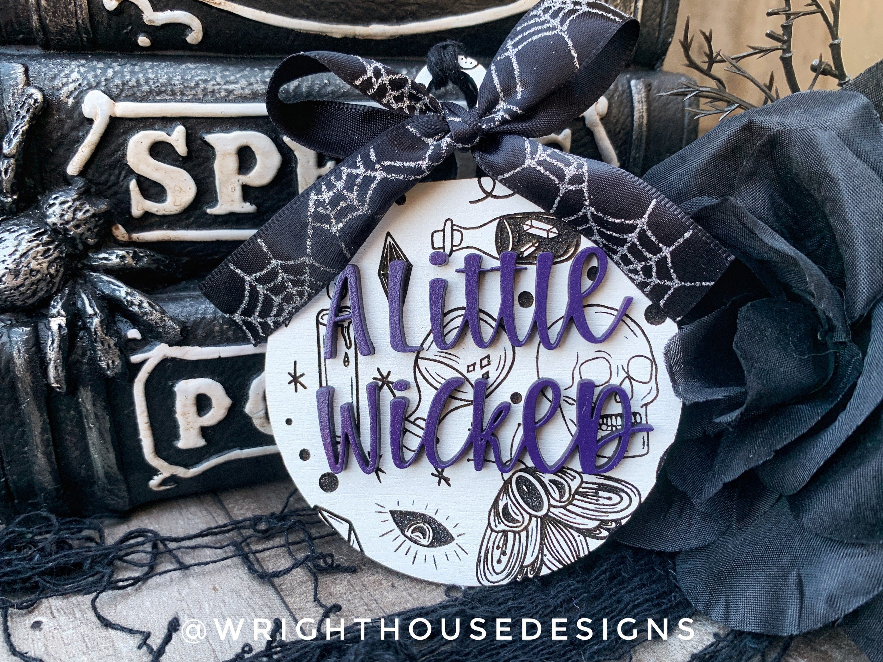 Celestial Witchy - Hocus Pocus - Wooden Halloween Tree Ball Ornaments - Seasonal Table Setting - Coffee Bar Decor - Tier Tray Accents