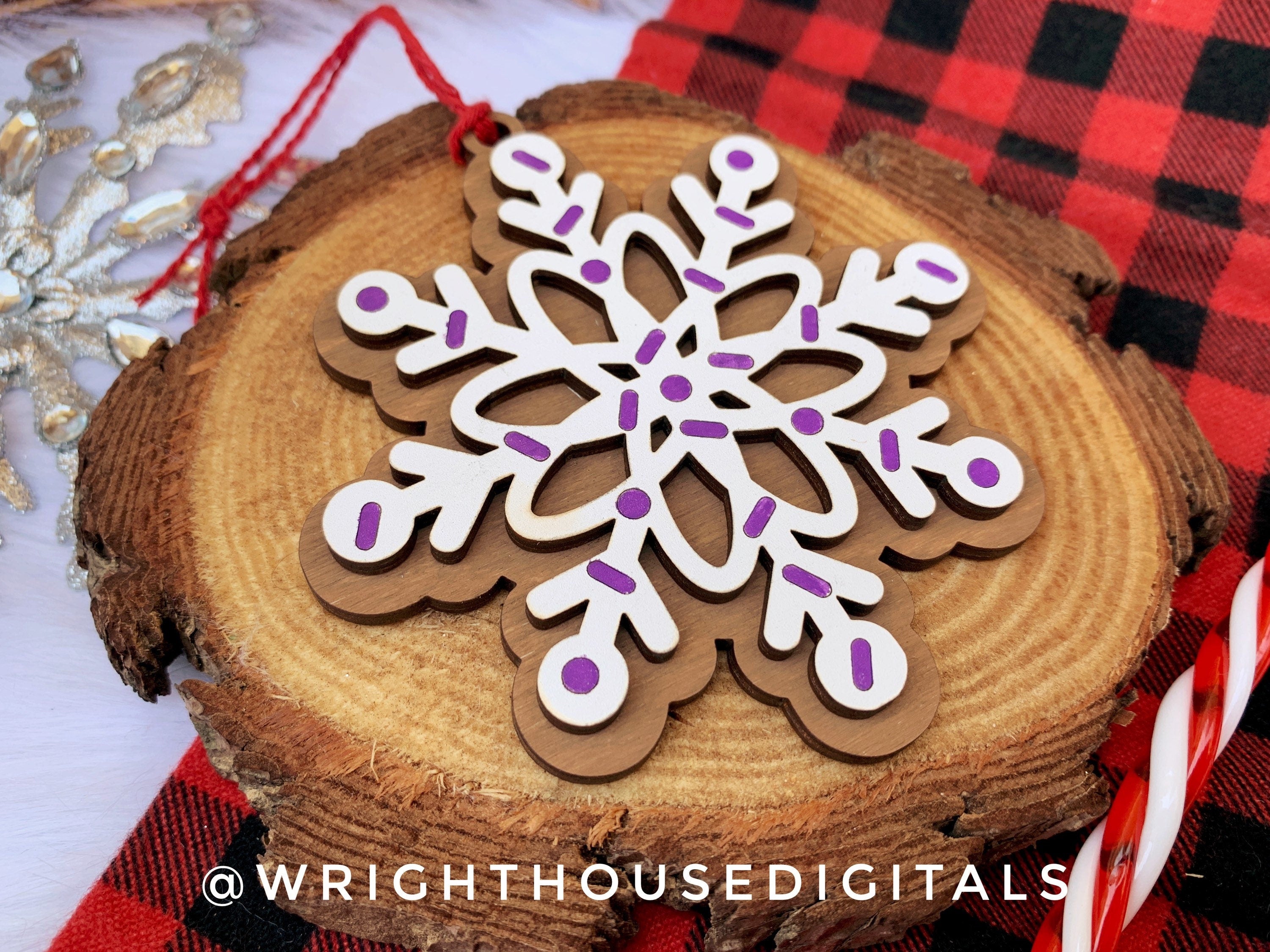 Frosted Sprinkle Christmas Sugar Cookie Tree Wooden Ornament Set - Laser Cut - DIY Stocking Stuffer - Present Tag - Gift Wrapping Accessory