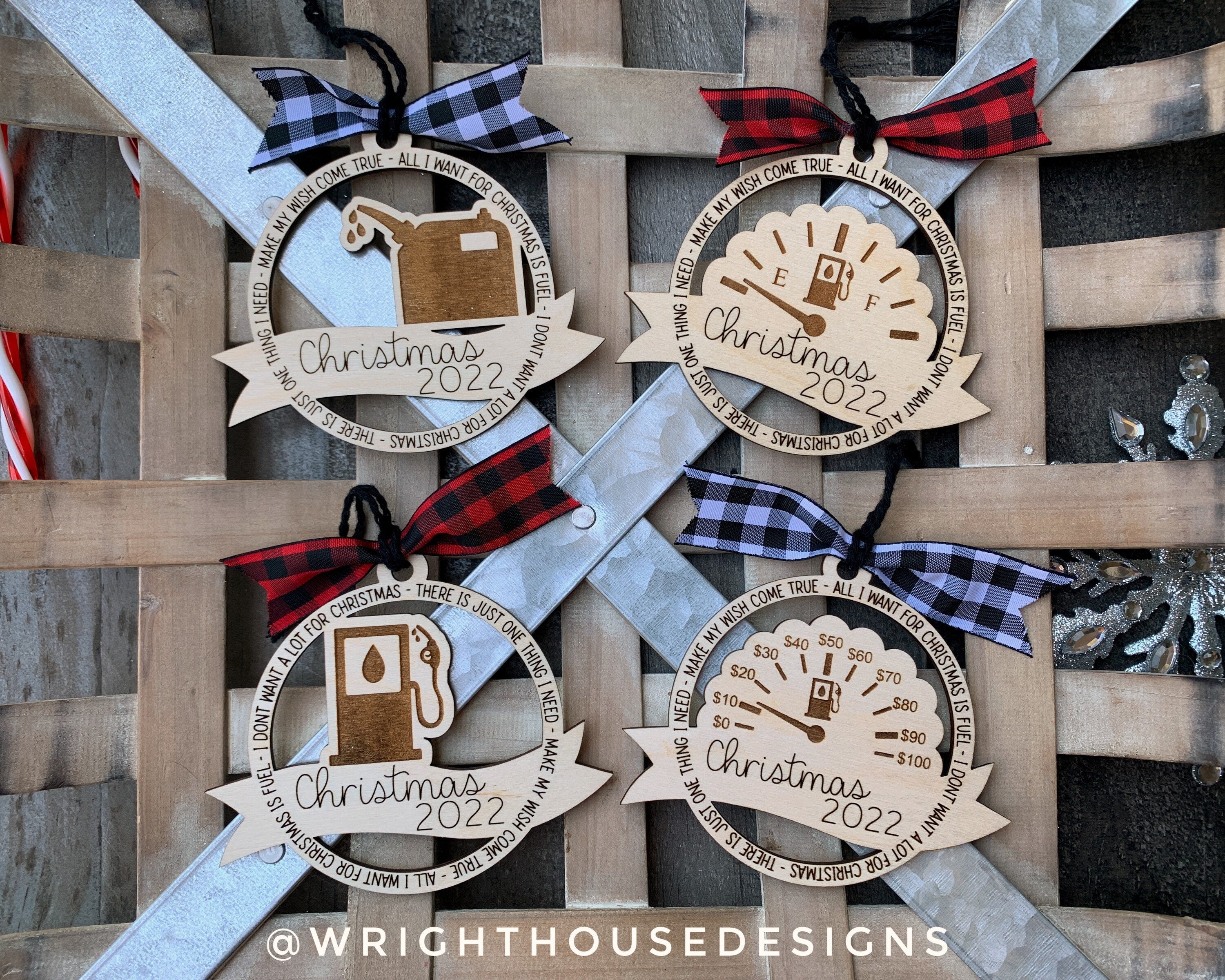 DIGITAL FILE - All I Want for Christmas is Fuel - 2022 The Year We Needed Gas - Holiday Ornament Bundle - SVG Cut Files For Glowforge Lasers
