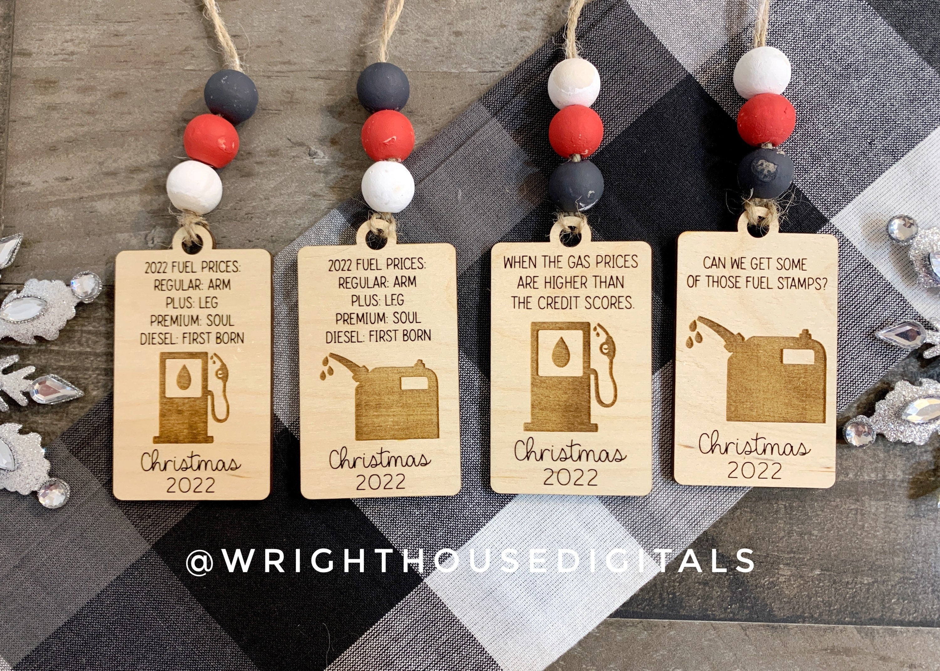 DIGITAL FILE - 2023 Fuel Christmas Gift Bag Tags - Funny Stocking Tags - Fuel Stamps - Car Charms - SVG Cut Files For Glowforge Lasers