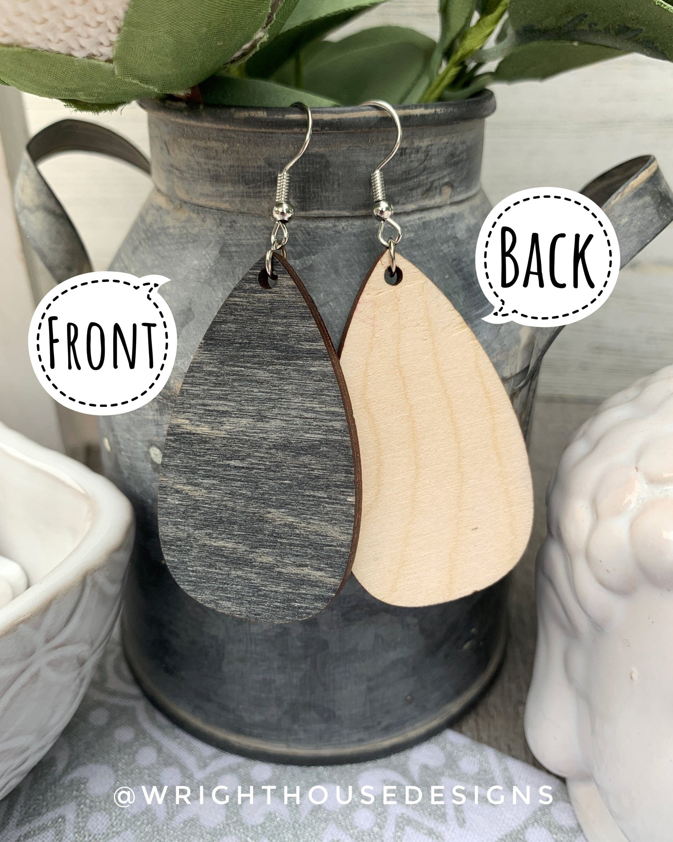Fall Leaf Earrings - Style 3 - Light Academia - Witchy Cottagecore - Wooden Dangle Drop - Lightweight Statement Jewelry For Sensitive Skin.