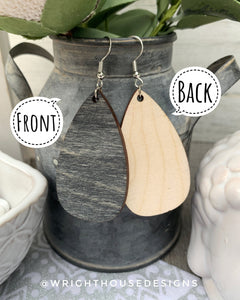 Fall Leaf Earrings - Style 3 - Light Academia - Witchy Cottagecore - Wooden Dangle Drop - Lightweight Statement Jewelry For Sensitive Skin.