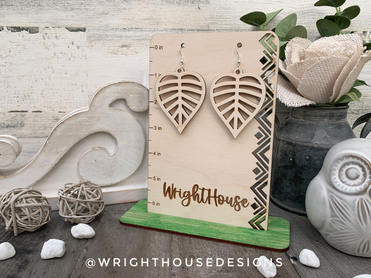 Fall Leaf Earrings - Style 1 - Light Academia - Witchy Cottagecore - Wooden Dangle Drop - Lightweight Statement Jewelry For Sensitive Skin