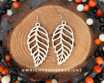 Load image into Gallery viewer, Fall Leaf Earrings - Style 2 - Light Academia - Witchy Cottagecore - Wooden Dangle Drop - Lightweight Statement Jewelry For Sensitive Skin
