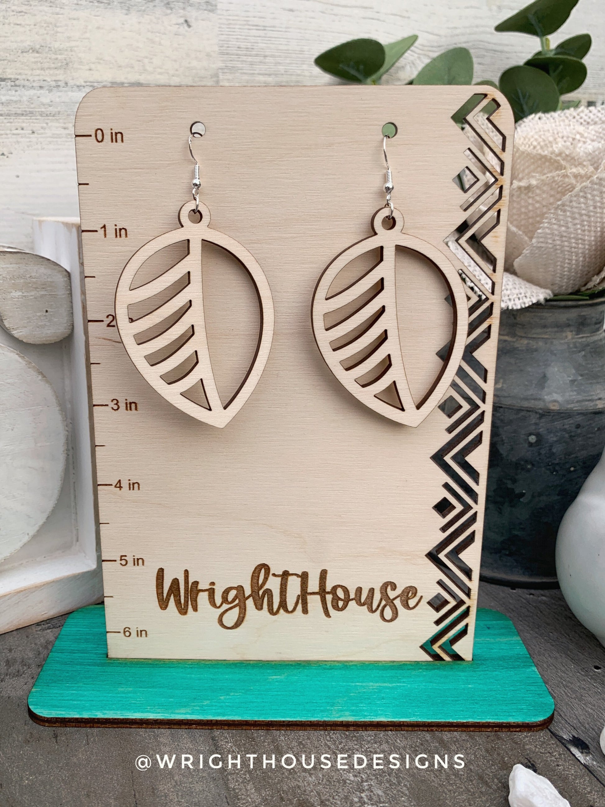 Fall Leaf Earrings - Style 3 - Light Academia - Witchy Cottagecore - Wooden Dangle Drop - Lightweight Statement Jewelry For Sensitive Skin.