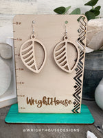 Load image into Gallery viewer, Fall Leaf Earrings - Style 3 - Light Academia - Witchy Cottagecore - Wooden Dangle Drop - Lightweight Statement Jewelry For Sensitive Skin.
