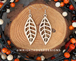 Load image into Gallery viewer, Fall Leaf Earrings - Style 4 - Light Academia - Witchy Cottagecore - Wooden Dangle Drop - Lightweight Statement Jewelry For Sensitive Skin
