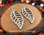 Load image into Gallery viewer, Fall Leaf Earrings - Style 2 - Light Academia - Witchy Cottagecore - Wooden Dangle Drop - Lightweight Statement Jewelry For Sensitive Skin
