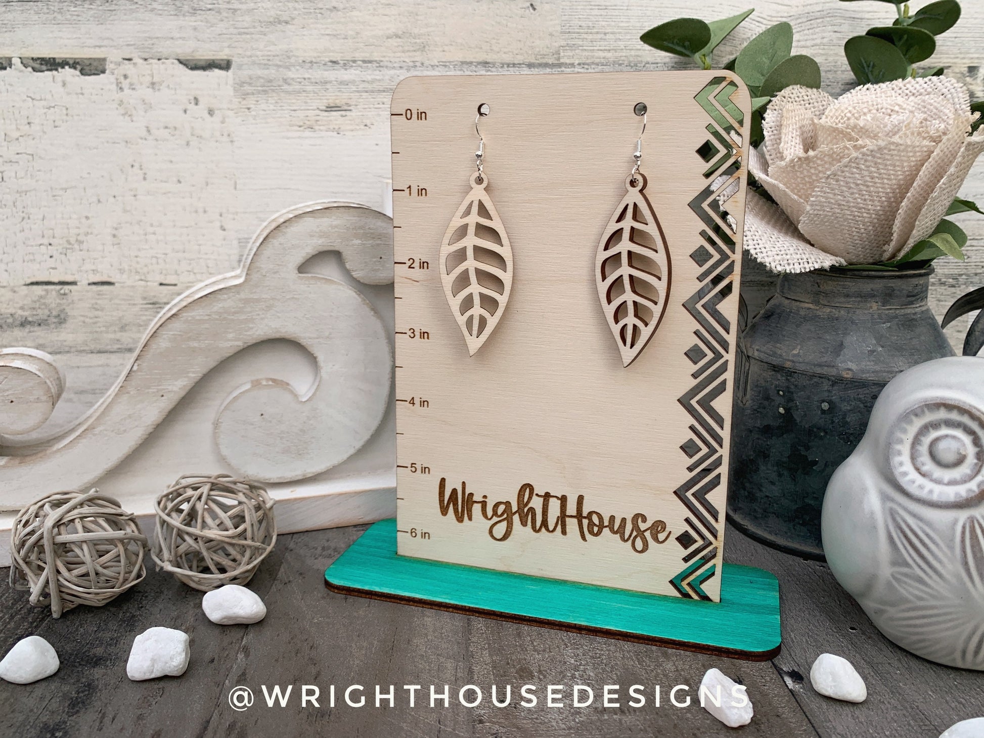 Fall Leaf Earrings - Style 4 - Light Academia - Witchy Cottagecore - Wooden Dangle Drop - Lightweight Statement Jewelry For Sensitive Skin