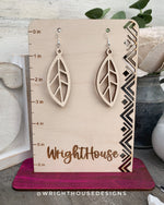 Load image into Gallery viewer, Fall Leaf Earrings - Style 6 - Light Academia - Witchy Cottagecore - Wooden Dangle Drop - Lightweight Statement Jewelry For Sensitive Skin
