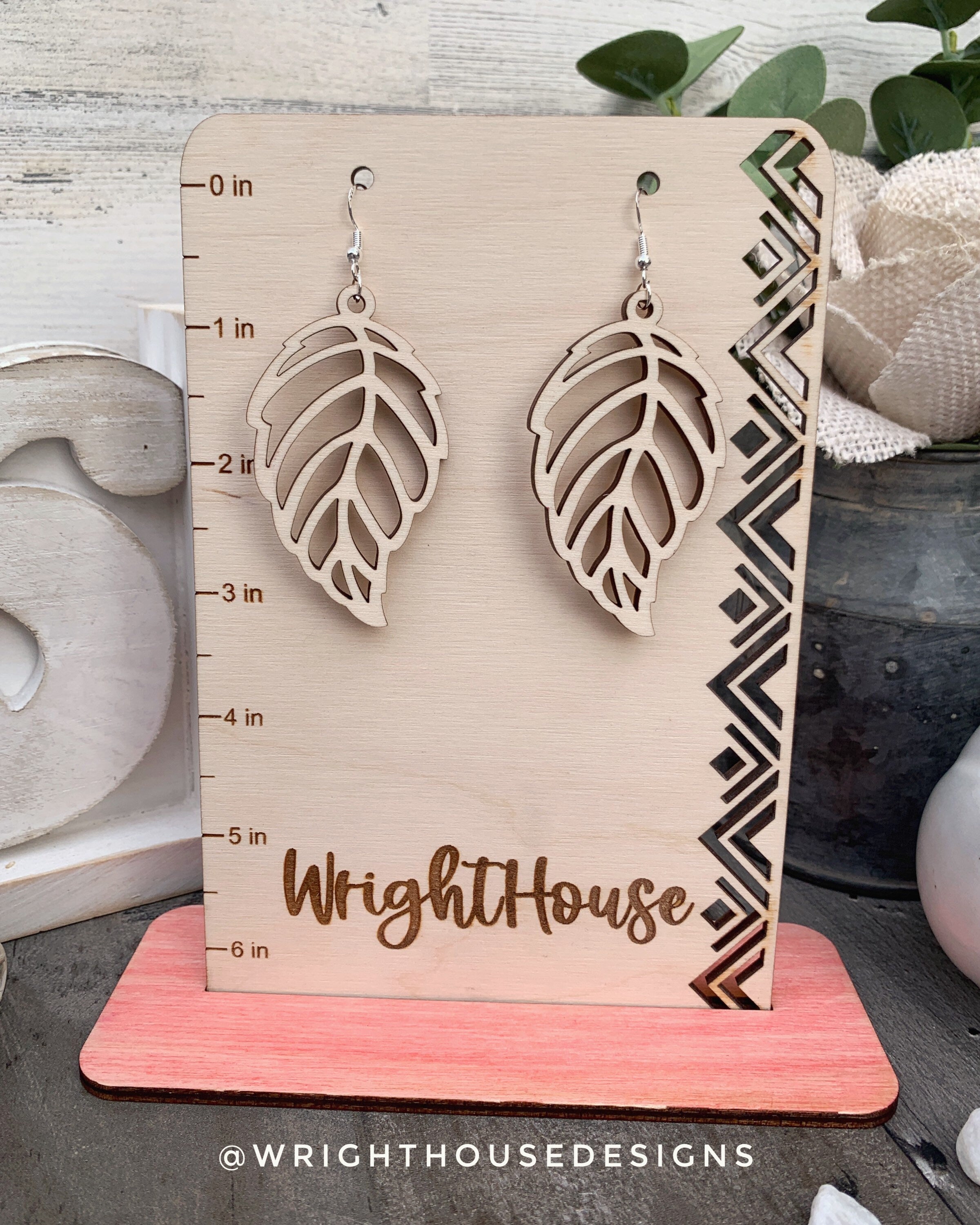 Fall Leaf Earrings - Style 8 - Light Academia - Witchy Cottagecore - Wooden Dangle Drop - Lightweight Statement Jewelry For Sensitive Skin