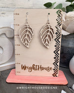 Load image into Gallery viewer, Fall Leaf Earrings - Style 8 - Light Academia - Witchy Cottagecore - Wooden Dangle Drop - Lightweight Statement Jewelry For Sensitive Skin

