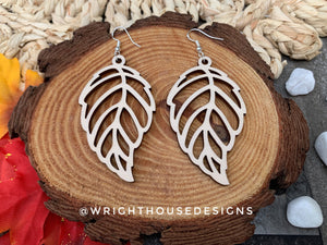Fall Leaf Earrings - Style 8 - Light Academia - Witchy Cottagecore - Wooden Dangle Drop - Lightweight Statement Jewelry For Sensitive Skin