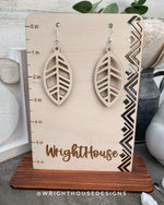 Load image into Gallery viewer, Fall Leaf Earrings - Style 9 - Light Academia - Witchy Cottagecore - Wooden Dangle Drop - Lightweight Statement Jewelry For Sensitive Skin
