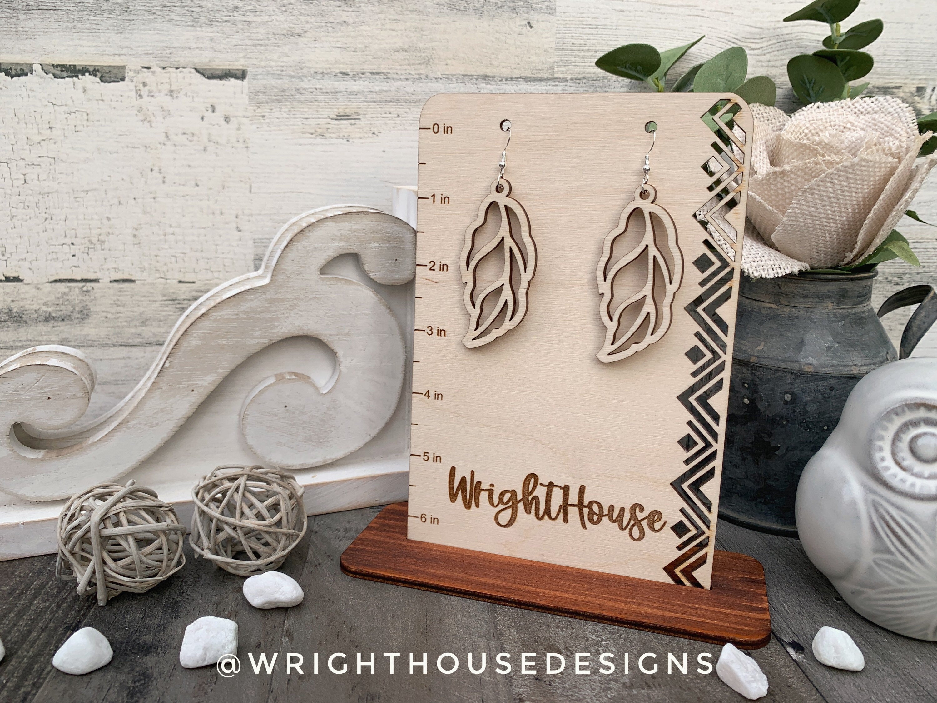 Fall Leaf Earrings - Style 10 - Light Academia - Witchy Cottagecore - Wooden Dangle Drop - Lightweight Statement Jewelry For Sensitive Skin