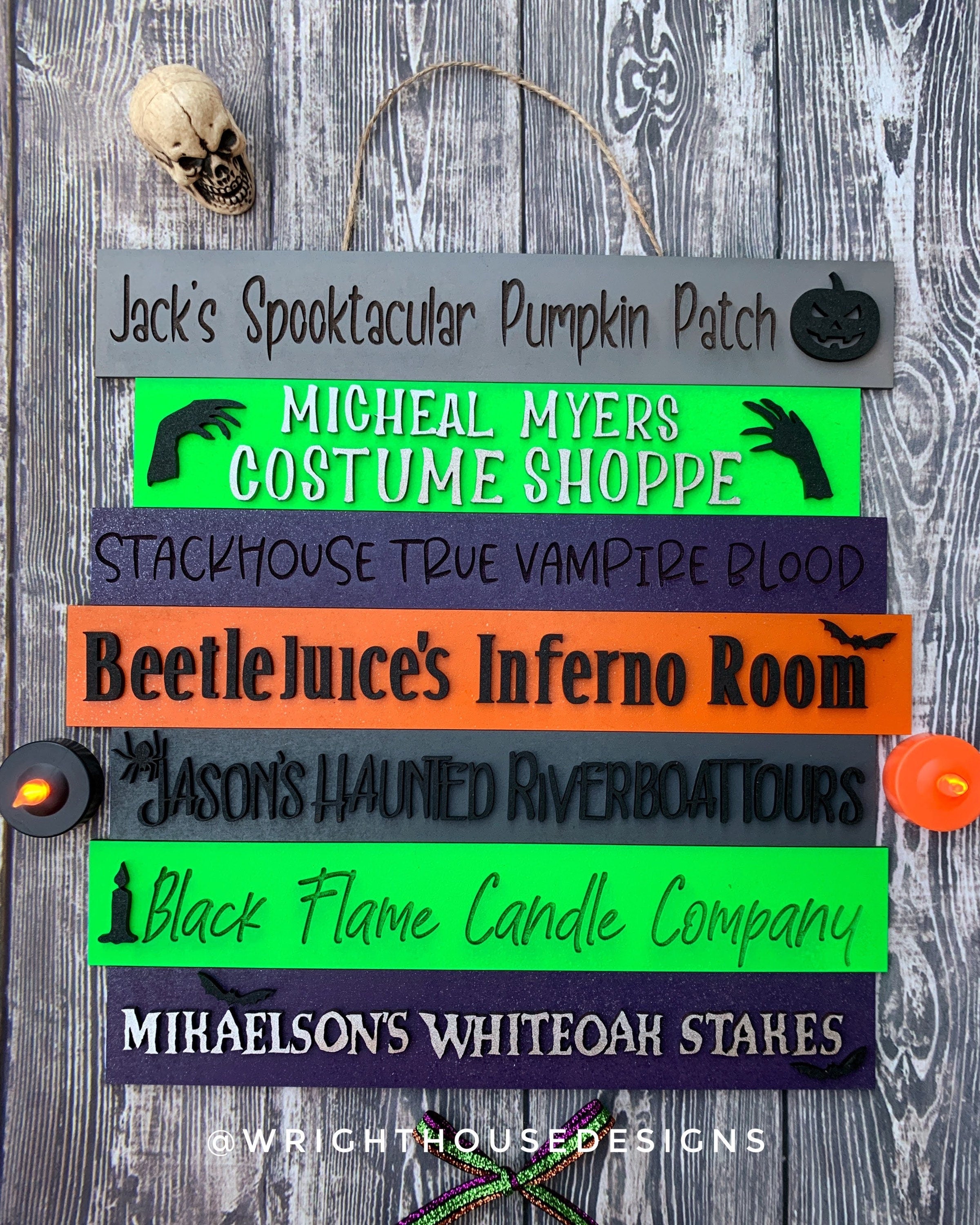 DIGITAL FILE - Halloween Character Shop - Bucket List Stacked Sign Bundle - Seasonal Fall Decorations - SVG For Glowforge