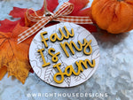 Load image into Gallery viewer, Autumn Pumpkin Season - White Wooden Fall - Christmas Tree Ball Doodle Ornaments  - Seasonal Table Setting - Coffee Bar Sign Tier Tray Decor
