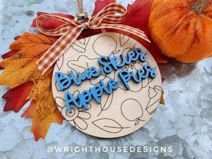 Autumn Pumpkin Season - Wooden Fall - Christmas Tree Ball Doodle Ornaments  - Seasonal Table Setting - Coffee Bar Decor - Tier Tray Accents