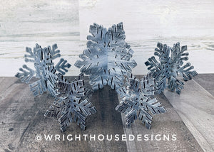 Winter 3D Interlocking Christmas Snowflakes - Rustic Farmhouse - Laser Cut Wooden Holiday Decor - Fireplace Mantle -Winter Shelf Sitters