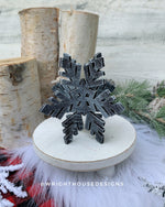 Load image into Gallery viewer, Winter 3D Interlocking Christmas Snowflakes - Medium Set - Rustic Farmhouse - Laser Cut Wooden Holiday Decor - Fireplace Mantle Shelf Sitter
