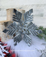 Load image into Gallery viewer, Winter 3D Interlocking Christmas Snowflakes - Medium Set - Rustic Farmhouse - Laser Cut Wooden Holiday Decor - Fireplace Mantle Shelf Sitter
