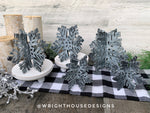 Load image into Gallery viewer, Winter 3D Interlocking Christmas Snowflakes - Rustic Farmhouse - Laser Cut Wooden Holiday Decor - Fireplace Mantle -Winter Shelf Sitters
