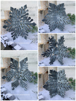 Load image into Gallery viewer, Winter 3D Interlocking Christmas Snowflakes - Large Set - Rustic Farmhouse - Laser Cut Wooden Holiday Decor - Fireplace Mantle Shelf Sitters

