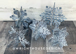 Load image into Gallery viewer, Winter 3D Interlocking Christmas Snowflakes - Large Set - Rustic Farmhouse - Laser Cut Wooden Holiday Decor - Fireplace Mantle Shelf Sitters
