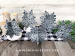 Load image into Gallery viewer, Winter 3D Interlocking Christmas Snowflakes - Large Set - Rustic Farmhouse - Laser Cut Wooden Holiday Decor - Fireplace Mantle Shelf Sitters
