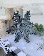 Load image into Gallery viewer, Winter 3D Interlocking Christmas Snowflakes - Large Set - Rustic Farmhouse - Laser Cut Wooden Holiday Decor - Fireplace Mantle Shelf Sitters
