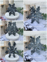 Load image into Gallery viewer, Winter 3D Interlocking Christmas Snowflakes - Medium Set - Rustic Farmhouse - Laser Cut Wooden Holiday Decor - Fireplace Mantle Shelf Sitter
