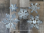 Load image into Gallery viewer, Winter 3D Interlocking Christmas Snowflakes - Medium Set - Rustic Farmhouse - Laser Cut Wooden Holiday Decor - Fireplace Mantle Shelf Sitter
