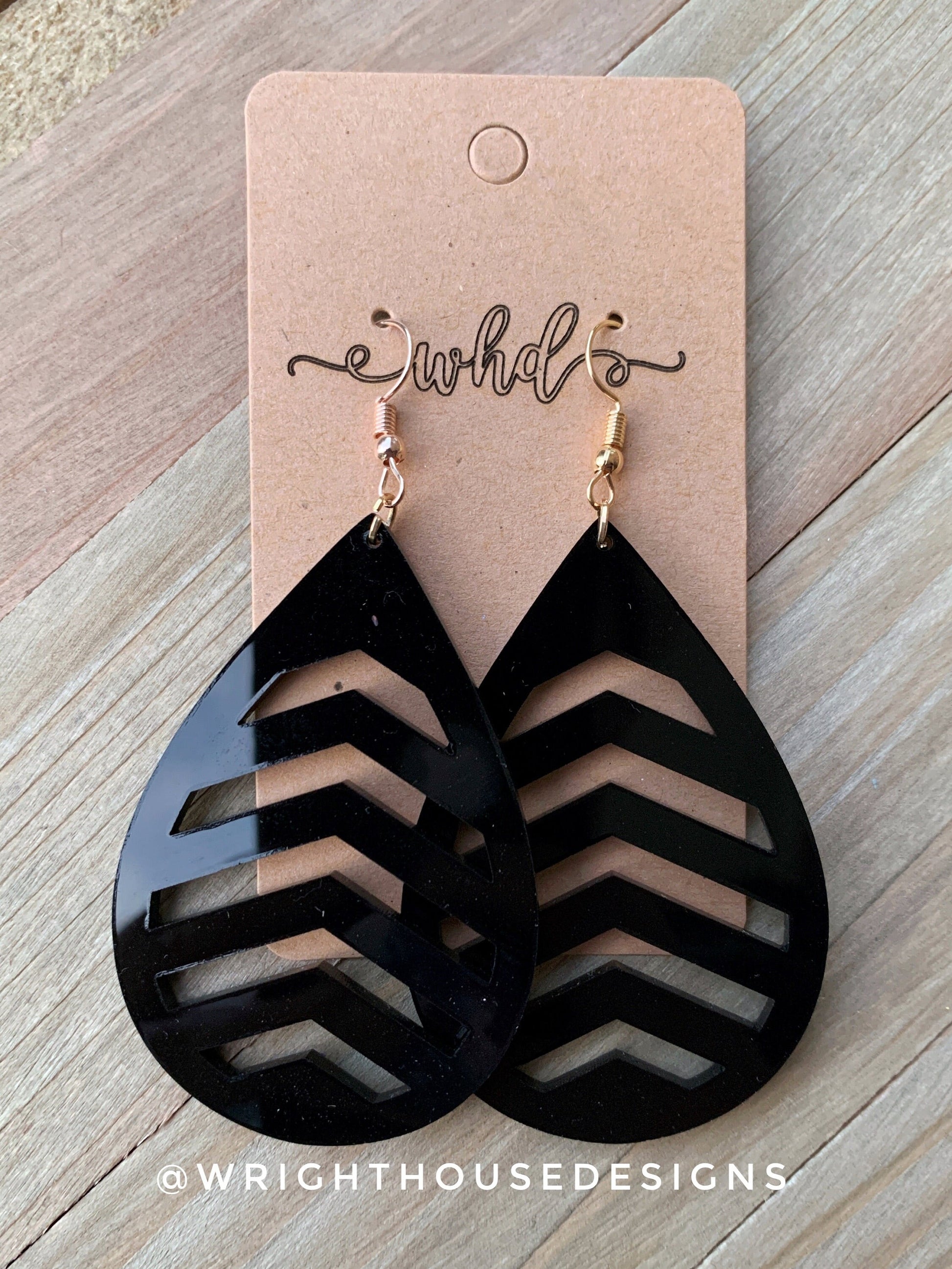 Arrow Black Acrylic - Geometric Pattern Earrings