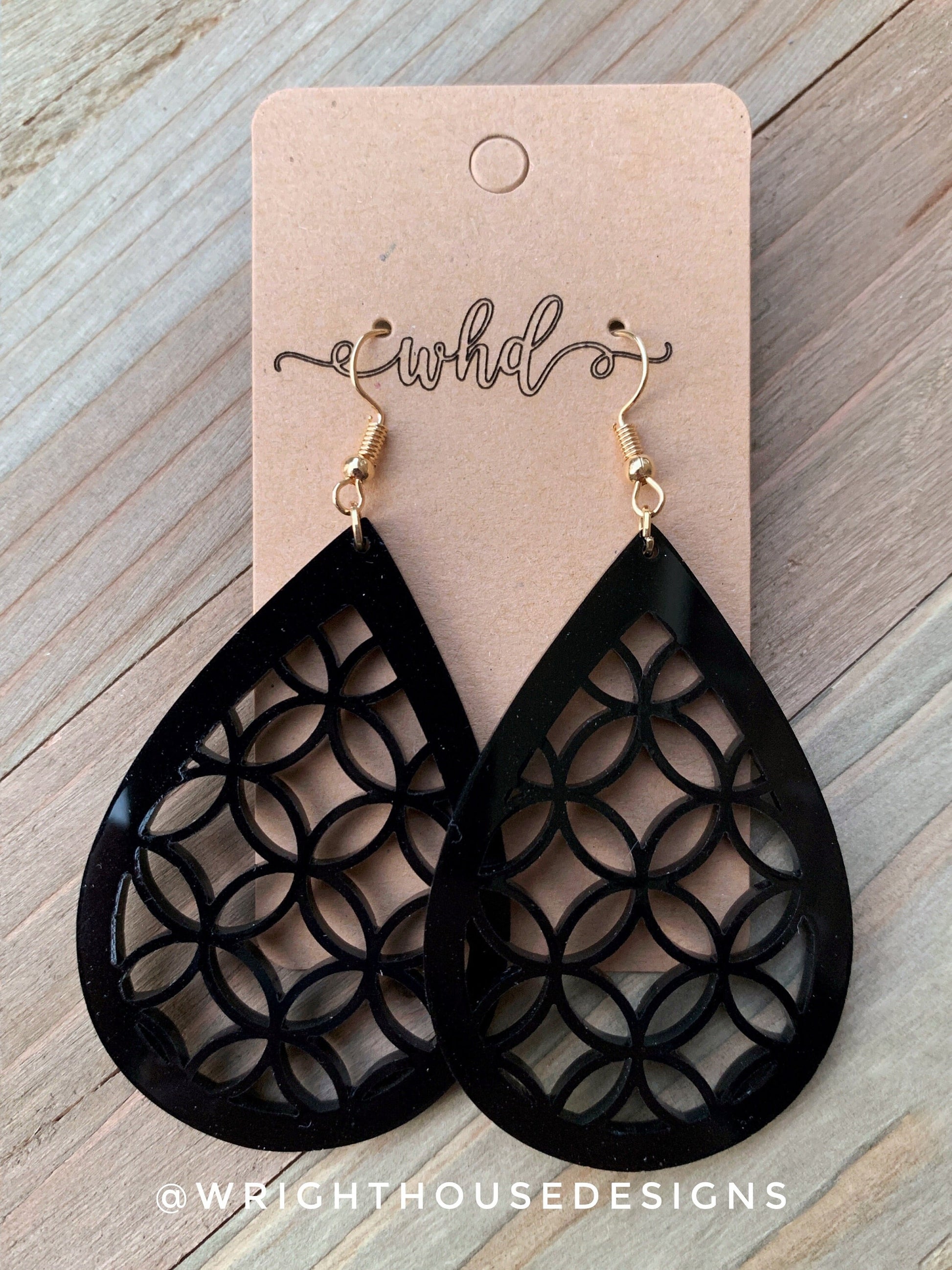 Flower of life Style Black Acrylic - Geometric Pattern Earrings