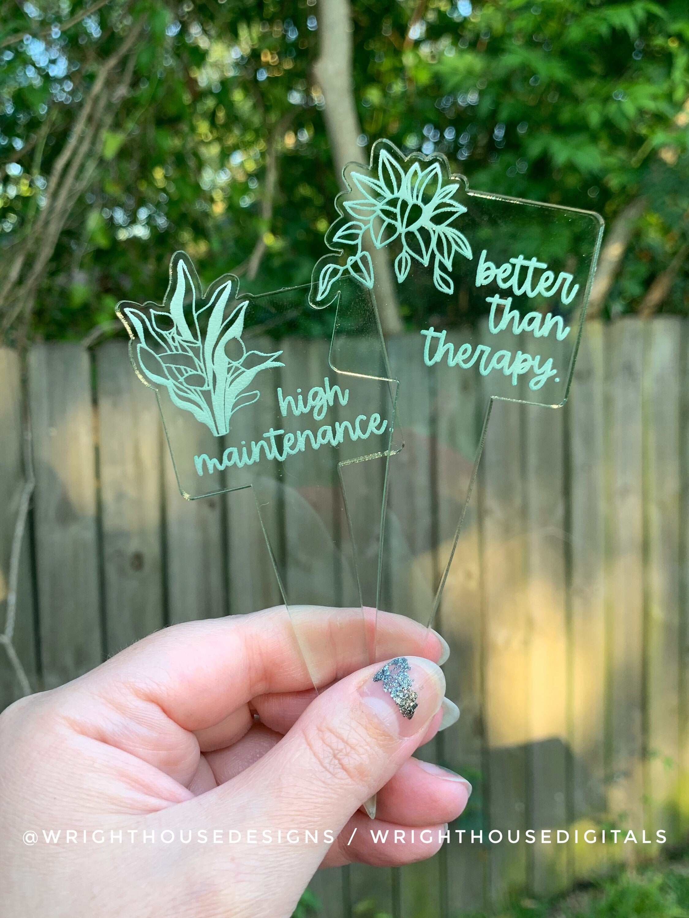 House Plant Stakes - Spring Seed Cultivation Organization - Weatherproof Acrylic - Brown Plant Garden Markers - Funny Gift For Plant Lovers