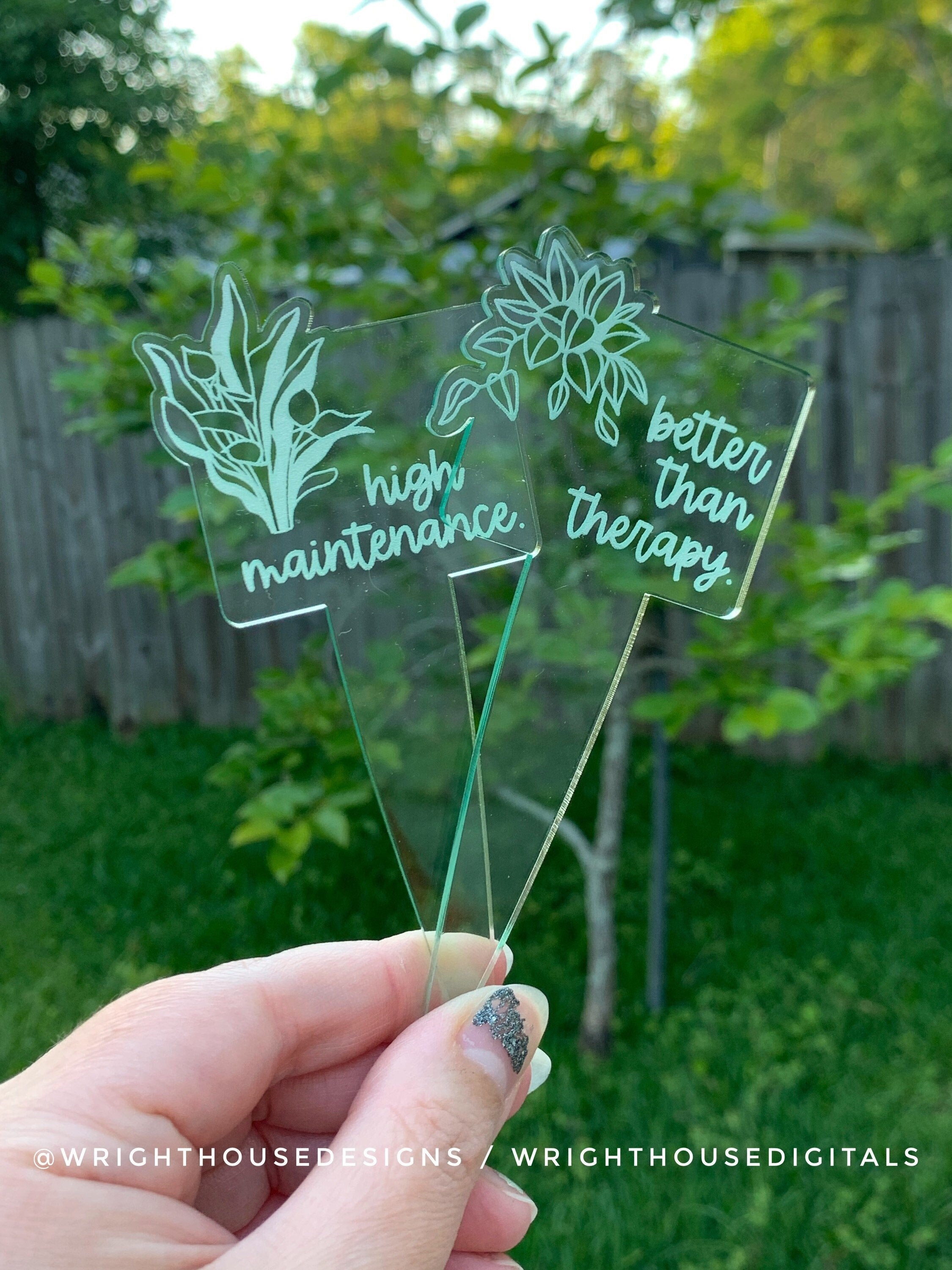 House Plant Stakes - Spring Seed Cultivation Organization - Weatherproof Acrylic - Brown Plant Garden Markers - Funny Gift For Plant Lovers
