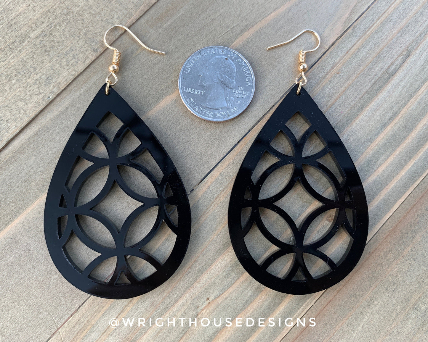 Flower of life Style 2 Black Acrylic - Geometric Pattern Earrings