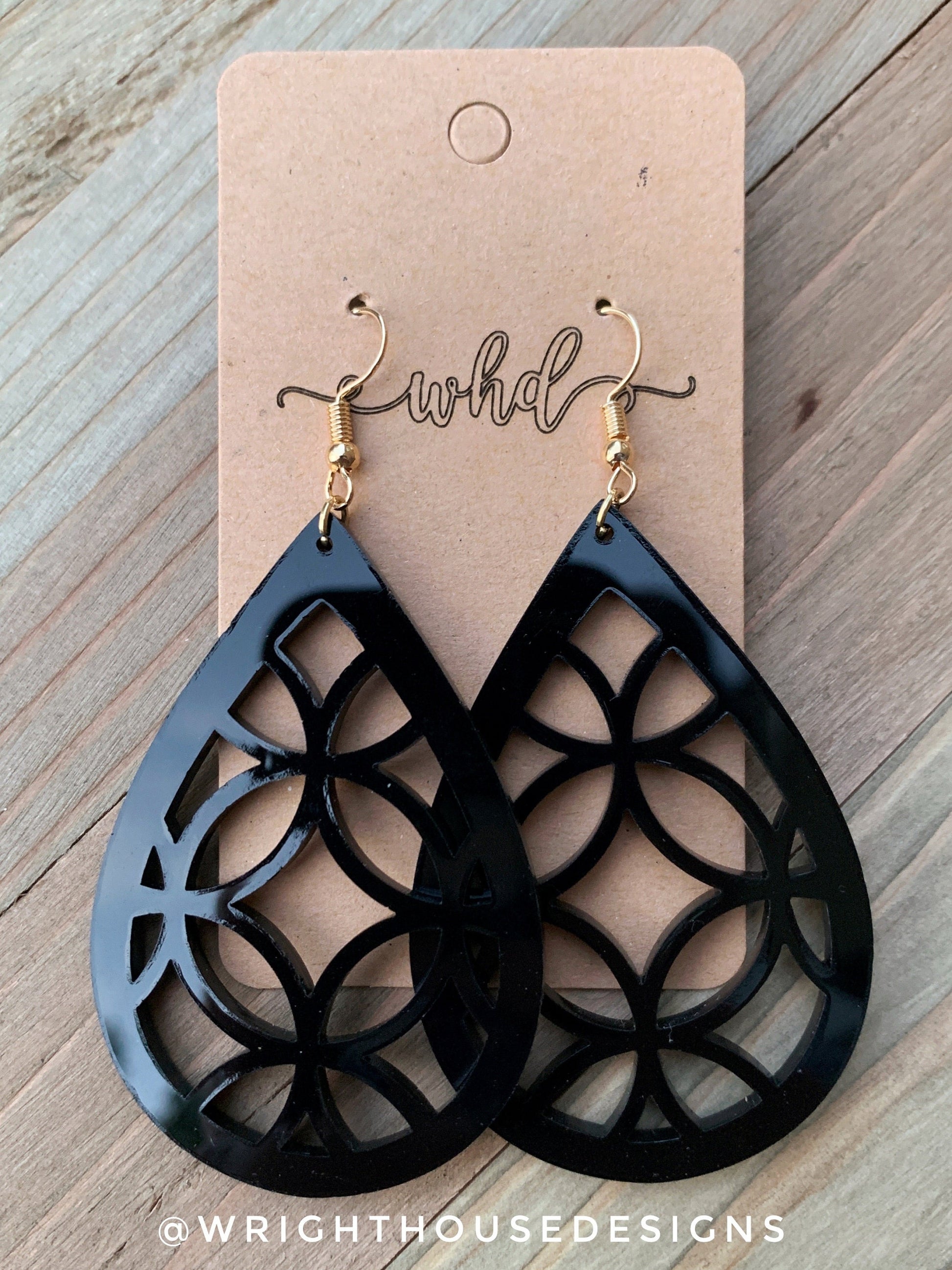 Flower of life Style 2 Black Acrylic - Geometric Pattern Earrings