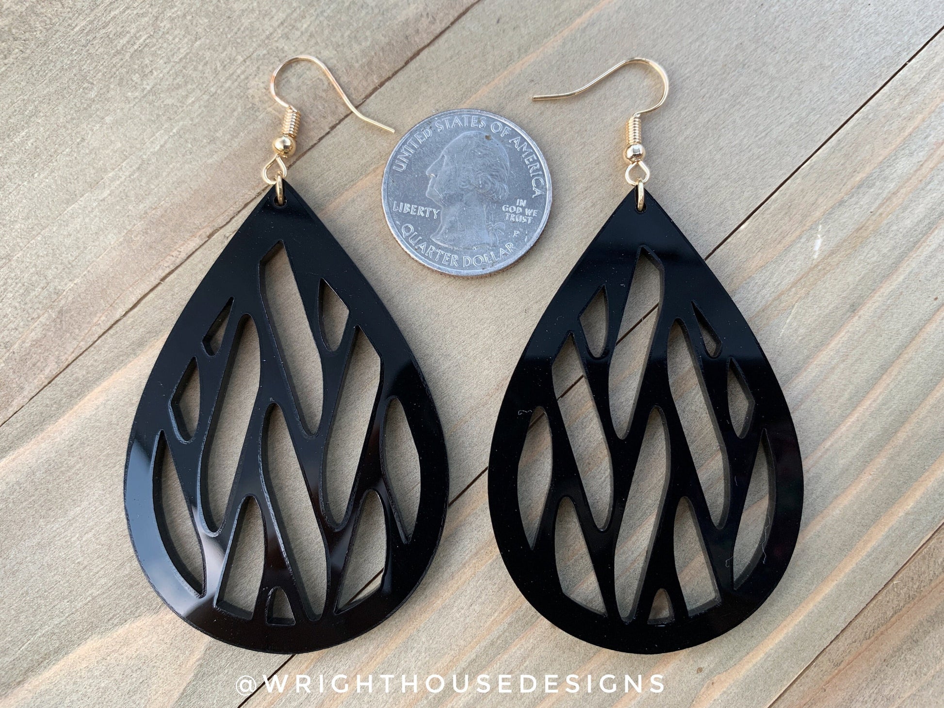 Zebra Black Acrylic - Geometric Pattern Earrings