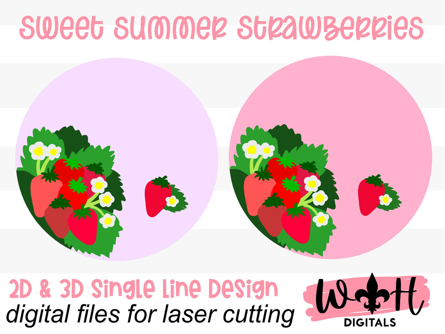 DIGITAL FILE - Sweet Summer Strawberries - Fruit Themed Home and Nursery Round Sign - Files for Sign Making - SVG Cut File For Glowforge Pro