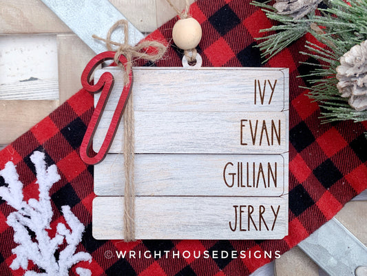 Family Bookstack Ornaments - Personalized Family Name Ornament and Stocking Tags - Holiday Gift For Couples - Custom Christmas Ornament