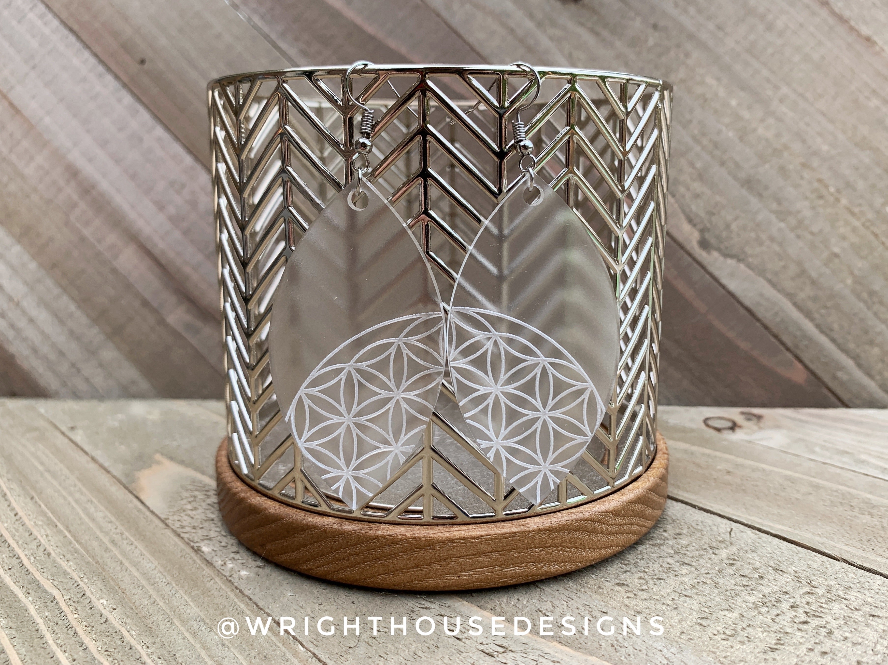 Flower of Life Peekaboo - Acrylic Oblong Earrings