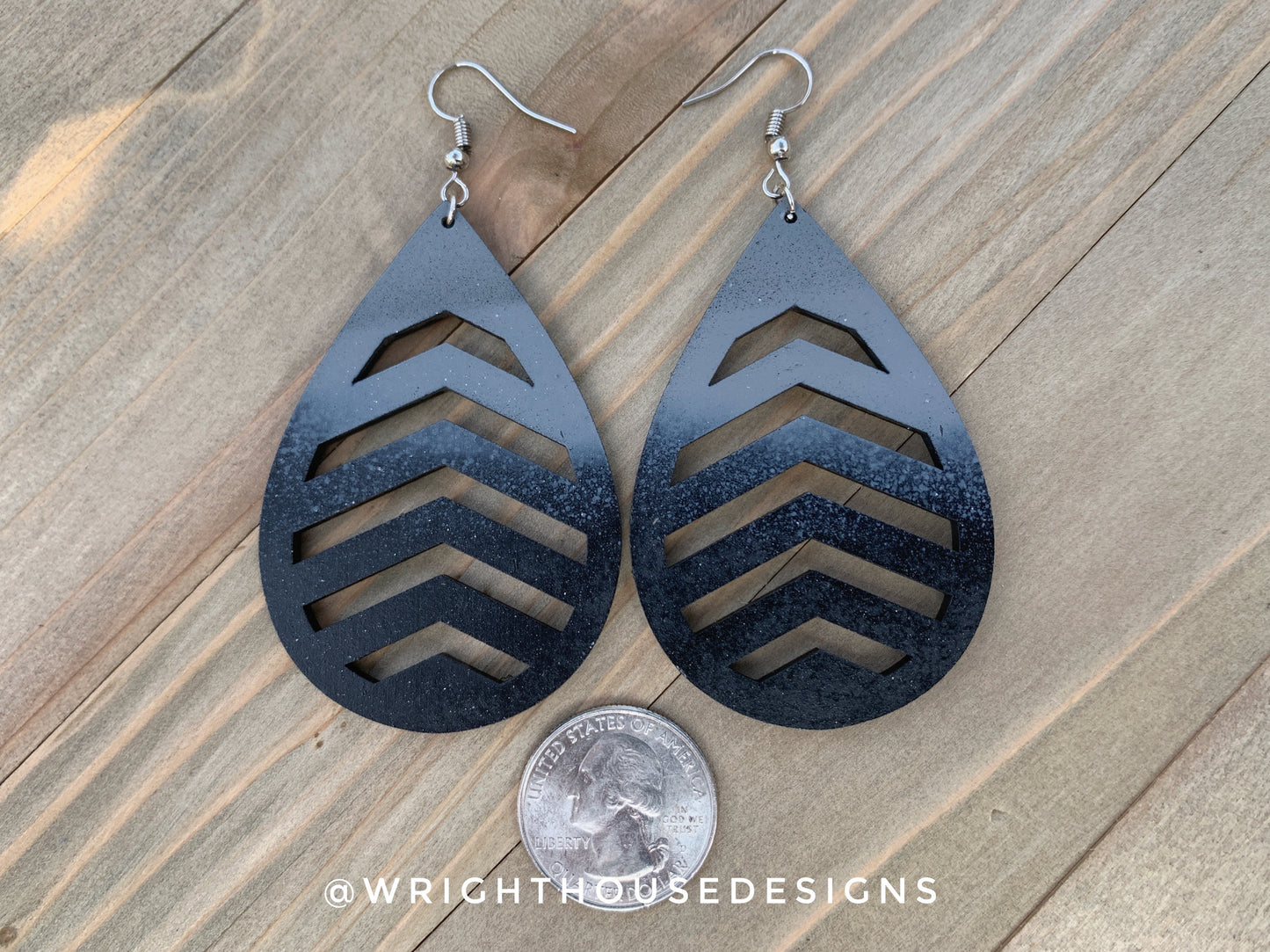 Arrow Duo Color - Geometric Pattern - Painted Wooden Earrings