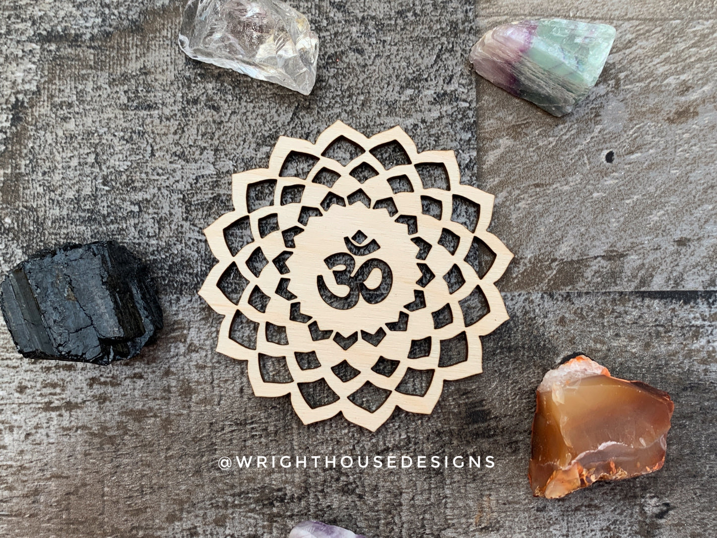 Chakra Symbols - Laser Cut Crystal Grids - Wooden Coasters - Coffee and Tea - Meditation Guide