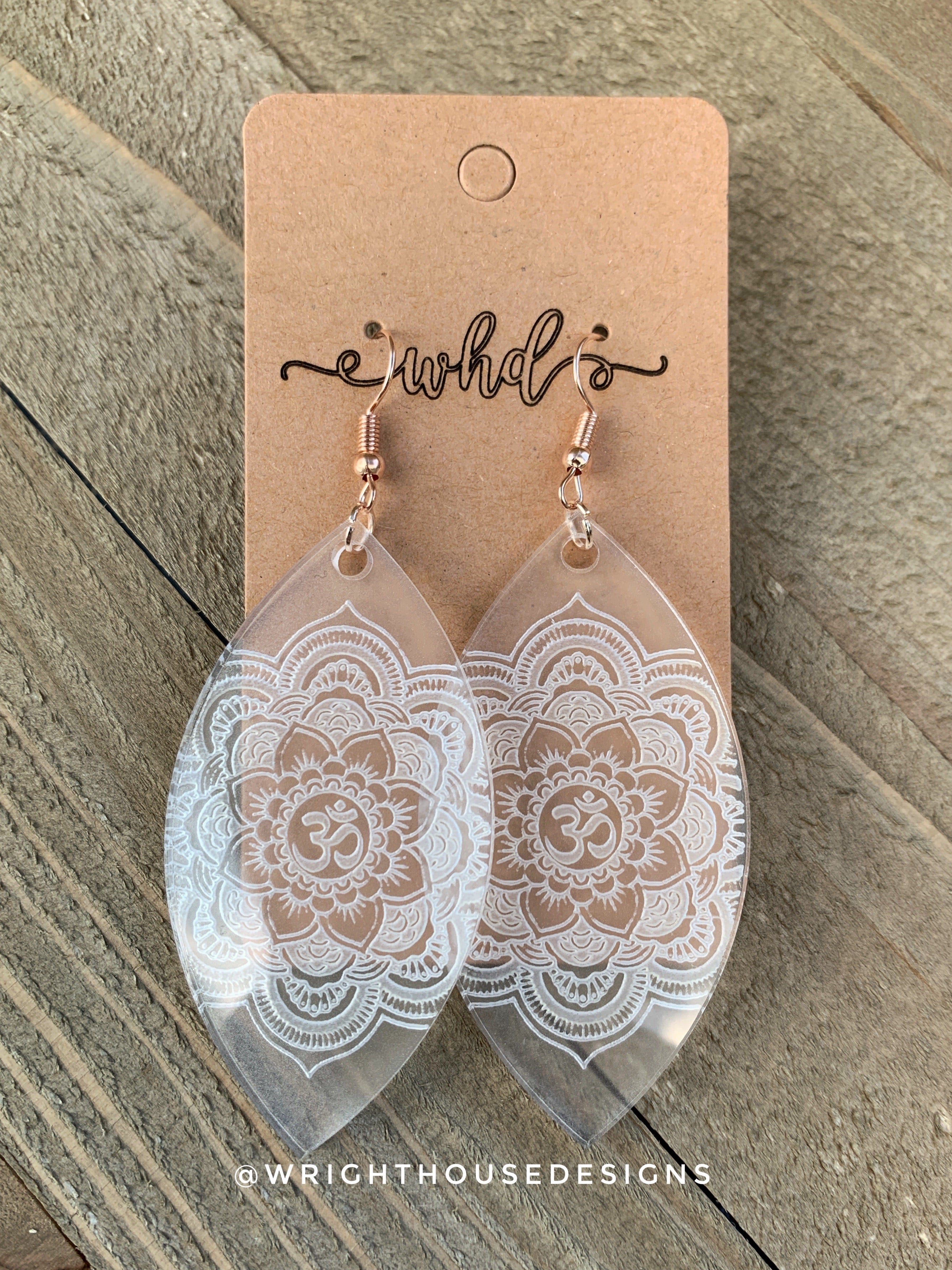Ohm Floral Mandala - Acrylic Oblong Earrings